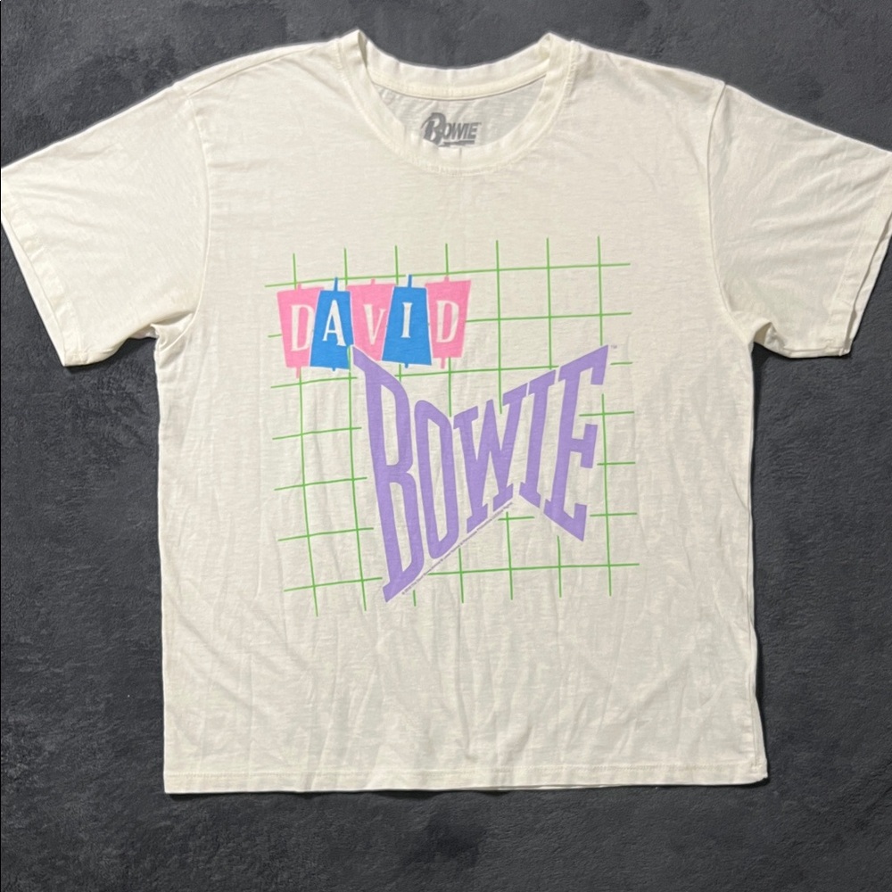 David Bowie retro style women’s medium cream t-shirt American Eagle graphic tee